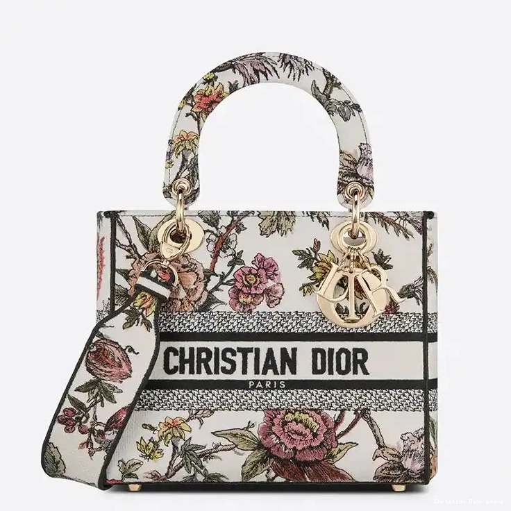 Lady Motif Medium Canvass Bag White Jardin Botanique D-lite 0603 Luxury